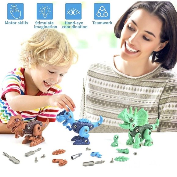 Kids 3 Pack Dinosaur Toys Take Apart Dinos Building, Development & Entertainment - Picture 2 of 5